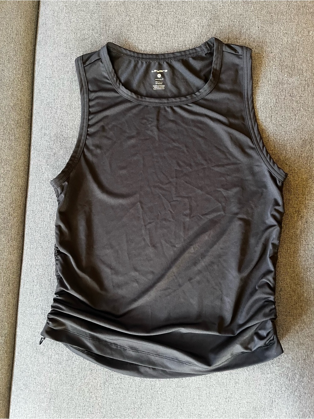 Layer 8 Black Quick Dry Ruched Workout Tank Top XL
